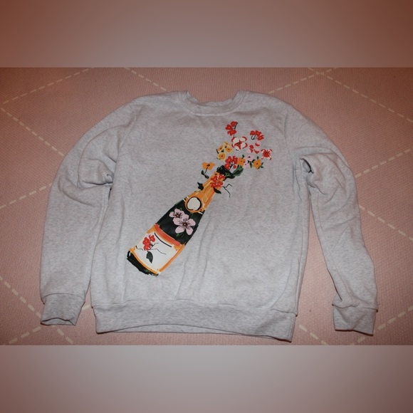 Better Together Crewneck Sweatshirt Women’s Medium Champagne Bottle Flowers - Picture 1 of 3